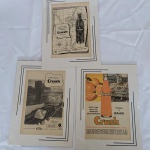 MEMORABILIA DO REFRIGERANTE CRUSH - Três antigas propagandas da Revista Seleções, dos anos de 1949, 1951 e 1965, já recortadas e coladas em Paspatur para serem emolduradas.