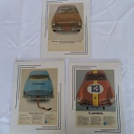 MEMORABILIA AUTOMOBILÍSTICA - VOLKSWAGEN KARMANN GUIA - Três antigas propagandas da Revista Seleções, do ano de 1967, já recortadas e coladas em Paspatur para serem emolduradas.