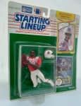 Boneco Starting Lineup - NFL -  futebol americano  Hart Lee Dykes  New England Patriots  1989/1990  9 cm  - item de coleção na cartela fechada ( na lateral do boneco ) e aberta (na lateral dos cards)- miniatura e cards íntegros