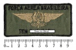 Militaria - Tarjeta de identificação da FAB, usada em macacões de voo. Peça em bom estado de conservação, medindo 9,7 cm X 5,0 cm. Com o nome do oficial bordado.