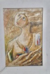 Glênio Bianchini - Téc. mista sobre madeira. Obra med. 51x34cm. Assinado e datado de 1971 no C.I.D.