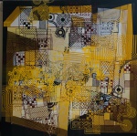 Roberto Burle Marx, "Abstrato" - panneaux/pintura sobre tecido -datado. 1986 - med. 110 x 110 cm - A.C.I.D.