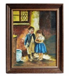 F.Hime - óleo sobre tela, assinado e emoldurado. Medida da tela 48x38cm e com moldura 60x50cm. Pequenas perdas na pintura.