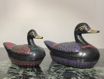 MADEIRA LAQUEADA E POLICROMADA. CAIXAS EM FIGURAS DE PATOS / MARRECOS.