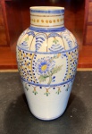 CERÂMICA VITRIFICADA PORTUGUESA - CARVALINHO. VASO BOJUDO DE PEQUENAS  DIMENSÕES. DECORAÇÃO NAIF. MEDIDAS; 14 X 7.