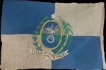 Antiga Bandeira do Estado do Rio de Janeiro,  confecionada com recortes de tecido e bordados,  med. 1,2 x 0,84.