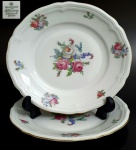 BAVÁRIA  - Dois pratos em porcelana Bavária,  decorados com rosas e com borda filetada a ouro, med. 19 centímetros de diâmetro.