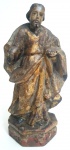 IMAGEM SACRA- Antigo imaginário representando SÃO JOSÉ, peça executada em madeira policromada e olhos de vidro, med. 27 centímetros.