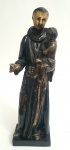 IMAGEM SACRA- Antigo imaginário representando SANTO ANTONIO,  peça executada em madeira policromada, med. 29 centímetros.