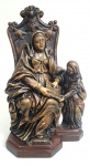 IMAGEM SACRA- Antigo imaginário representando SANTA MESTRA EM TRONO, peça executada em gesso e policromada , med. 28 centímetros.