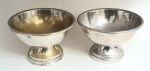 SHEFIELD PLATE - Par de bowls em metal prateado SHEFFIELD PLATE com resquícios de banho de prata, med. 9 x 14 cada.