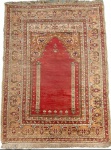 TAPETE TURCO  ANATOLI- tapete feito a mão em lã sobre lã, dito tapete de oração ou capela, med. 1,90 x 0,99 (tecido colado no verso para proteção)