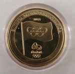 Réplica da moeda entrega da bandeira olímpica 2016.