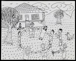 Dalvan da Silva Filho - Dalvan ((Rio de Janeiro, 1966), "Casarão". Nanquim sobre papel canson, acompanhado de texto impresso sobre cartão. Ambos assinados e localizados Rio. med 20 x 25 cm. (Desenho) ; 25,6 x 20 cm (texto). Se trata do projeto da ARTE DESCRITIVA. Coleção Particular  do artista- Rio de janeiro /RJ. Nota Biográfica: Dalvan da Silva Filho, ou simplesmente Dalvan (Rio de Janeiro, 1966) é um pintor naïf brasileiro.Foi técnico de mecânica, inspetor de qualidade e piloto antes de se dedicar à pintura, desde 1986, sendo incentivado por Lucien Finkelstein, diretor do Museu Internacional de Arte Naïf do Brasil. Sua obra faz uma reportagem visual de cenas do cotidiano, com grande riqueza de detalhes.Já expôs em vários salões e mostras do Brasil, destacando-se sua participação na exposição O Mundo Fascinante dos Pintores Naïfs, realizada no Paço Imperial do Rio de Janeiro, em 1989,1 na Encontros e Reencontros na Arte Naïf: Brasil-Haiti em 2005, apresentada no Museu de Arte Brasileira e no Centro Cultural Banco do Brasil,3 e nas edições de 1996 e 2002 da Bienal Naifs do Brasil, sempre montadas no SESC Piracicaba, o maior evento do gênero no país.2 Foi um dos dez pintores enfocados no livro Rio de Janeiro Naïf, publicado por Finkelstein,4 e foi um dos destaques do livro A Arte Naïf no Brasil, de Jacques Ardies e Geraldo Edson de Andrade, uma importante obra de referência sobre este gênero de pintura no país.5 Foi um dos oito artistas selecionados pelo Centro Cultural La Moneda para ilustrar uma publicação destinada a divulgar a arte naïf brasileira entre os estudantes do Chile, acompanhando uma exposição organizada no Centro com apoio do IPHAN, museus e outras instituições culturais brasileiras e chilenas.6 Segundo Oscar d'Ambrosio,"Embora o pintor diga que prefere a crítica social, uma de suas principais temáticas pode ser encontrada nas paisagens urbanas cariocas, principalmente diversos quadros sobre a fachada do Teatro Municipal e suas imediações, onde ocorrem manifestações folclóricas e rodas de capoeira. ... Ele também mostra talento para transformar sua arte em um libelo pela liberdade de expressão e num documento de reivindicações sociais, mostradas de maneira clara e contundente, sem o rebuscamento e a simbologia que caracteriza a arte acadêmica. Há também telas engajadas em defesa do meio ambiente. ... Nada em seus quadros é artificial ou realizado com segundas intenções. É no talento com que explicita suas verdades artísticas que Dalvan, atento a tudo que ocorre ao seu redor, na sociedade e na época em que lhe cabe viver, destaca-se como um nome importante no panorama da arte naïf brasileira contemporânea".