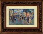 Vittore Cannone( Napoli - 1940, ?), "Baixo Gávea". Óleo sobre tela, med .16 x 24 cm(MI); 31 x 43 cm (ME). Assinado . Datado 20-12- 1993 . Localizado "Baixo Gávea - Rio de janeiro/RJ". Sujidade sobre a camada pictórica. Acervo Particular Rio de Janeiro/RJ. Notas Biográficas: Nascido em 1940 em Portici (Napoli), fez escola com seu pai, Angelo Cannone, grande pintor e mestre do Instituto de Belas Artes de Napoli. Desde que chegou no Brasil, em 1954, dedicou-se a aperfeiçoar-se na técnica de pintura à óleo com seu pai e usou sua sensibilidade para trilhar seus próprios caminhos. Adotou o nome artístico de Vittore em homenagem a Vittore Carpaccio célebre pintor veneziano. Ao longo de sua carreira participou de diversas mostras, inclusive na Itália, e colecionou alguns prêmios. Foi chamado a pintar painéis para ambientar diversos restaurantes italianos no estado do Rio de Janeiro e fazer o retratos de ilustres empresários. Diversificou sua capacidade artística desenhando e criando móveis e objetos de decoração, e restaurando móveis, esculturas e pinturas. Sua pintura passou por algumas fases e no momento, como que buscando suas origens, seus temas preferidos são a Itália e o Rio antigo, sua cidade Esposa, seja em quadros como "Tromp L'Oeil". Outro tema que o diverte são os personagens da Comedia dell'Arte e os artistas medievais. Vittore é um artista plural pela sua capacidade técnica e singular por sua sensibilidade e percepção do que se passa à sua volta.