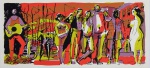 Carybé- Hector Julio Páride Bernabó, (Lanús, Argentina 1911 - Salvador BA 1997)   ,"Sem Título".  Serigrafia sobre papel. Assinado. Datado de 1978. Tiragem 66/700. Med 34 x 73 cm (medidas totais); 31 x 70 cm (mancha).  Pontos de acidez. Coleção Hofmann - Rio de Janeiro. Nota Biográfica: Pintor, gravador, desenhista, ilustrador, mosaicista, ceramista, entalhador, muralista. Freqüenta o ateliê de cerâmica de seu irmão mais velho, Arnaldo Bernabó, no Rio de Janeiro, por volta de 1925. Entre 1941 e 1942, viaja por países da América do Sul. De volta à Argentina, traduz com Raul Brié, para o espanhol, o livro Macunaíma, de Mário de Andrade (1893 - 1945), em 1943. Nesse mesmo ano, realiza sua primeira individual na Galeria Nordiska Kompainiet, em Buenos Aires. Em 1944, vai a Salvador, e se interessa pela religiosidade e cultura locais. No Rio de Janeiro, auxilia na montagem do jornal Diário Carioca, em 1946. É chamado pelo jornalista Carlos Lacerda (1914 - 1977) para trabalhar no jornal Tribuna da Imprensa, entre 1949 e 1950. Em 1950, muda-se para Salvador para realizar painéis para o Centro Educacional Carneiro Ribeiro, com recomendação feita pelo escritor Rubem Braga (1913 - 1990) ao secretário da Educação do Estado da Bahia, Anísio Teixeira (1900 - 1971). Na Bahia, participa ativamente do movimento de renovação das artes plásticas, ao lado de Mario Cravo Júnior (1923), Genaro (1926 - 1971) e Jenner Augusto (1924 - 2003). Em 1957, naturaliza-se brasileiro. Publica, em 1981, Iconografia dos Deuses Africanos no Candomblé da Bahia, pela Editora Raízes. Ilustra livros de Gabriel García Márquez (1928), Jorge Amado (1912 - 2001) e Pierre Verger (1902 - 1996), entre outros.