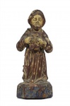 Imaginaria brasileira de madeira nobre entalhada e policromada, representada por Santo Antão.  Brasil - Fins do séc XVIII. Med. 16 x 7 x 5 cm. Marcas do tempo. Desgastes e pequenas faltas. Coleção Roberto José Austregésilo de Athayde - Rio de Janeiro /RJ.