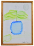 Paula Vieira - Paula Vieira Carneiro da Cunha(1947 - Rio de Janeiro/RJ), "Memórias de um Jardim ao Luar", Técnica mista (lápis e tinta acrílica) sobre papel, med 41 x 28,5 cm (MI); 44,5 x 32 cm (ME).. Assinado. Datado 2021. Nota Biográfica: Morou em São Paulo (Sumaré) na casa paterna até 1968, vindo morar no Rio de Janeiro. Depois de 1970, Cursos no M.A.M. e formação E.A.V. do Parque Laje.Formação com Aluísio Carvão, Ivan Serpa, Lygia Pape e Hélio Eichbauer. Obteve bolsa de pesquisa em mitologia do I.M.A.C na gestão de Gerardo Melo Mourão.Realizando viagens a Grécia e ao Egito.Exposições coletivas: 1979 - Parque Laje1986 - I.B.E.U.1999 - Galeria ParísIndividual:2011 - Casa Benet Domingo Edições de sua autoria:"Ser Morar Habitar""Nasce um Deus de Nova Face""A Farra do Boi"Coordenação Doutora Nise da SilveiraSOBRE A ARTISTA POR LYGIA PAPE....."O TRABALHO de Paula Vieira Carneiro da Cunha se dá porelipses: das propostas com o corpo ela salta para o papeldesenho e retorna pela via do vídeo ou ainda pelos textosem que decifra as aventuras míticas, os arquétipos queemergem na obra de Mondriaan e Paul Klee.Como imenso labirinto, as idas e vindas vãodesvendando o rumo do trabalho e dando-lhe um logos,uma identidade.Em suas Performances o espaço circunscrito da salatransforma-se simbolicamente em imensa mandala, périplode muitas ou várias linguagens que situam e localizamsurpreendentes visões de mitos-gerais expressos nosdesenhos, slides ou no som que suga nossos ouvidos dosilêncio.Fulgaram-se pequenas percepções íntimas noexpectador ou não seria Paula uma autora em busca doscentros-de-cada-um: centrar-se, encontra-se.Através do ESPAÇO.Tanto no vídeo como no desenho: o grande silênciobranco,um vazio longe de qualquer forma, espaço soltoque envolve as figuras, dá-lhes vida, pontua o gesto,organiza os intervalos entre seres e entre linguagens.Mas um espaço nunca neutro: pulsante.Lygia Pape.."