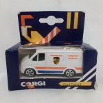 CORGI FORD TRANSIT, furgão da Porsche, Krevier Racing,  1984, 7 cm, na embalagem original