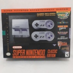 Super Nintendo Classic Edition, inclui jogos, controle e acessórios, serial SU214855489, 2017, novo, na caixa original