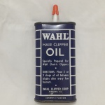 Lata de óleo antiga americana, Wahl, para uso em máquinas de cortar cabelo, vazia