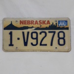 Placa americana do estado de  Nebraska, alumínio, 1996, ferro, 15,5 x 30, 5 cm