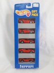 Ferrari, Hotwheels, pacote com Ferrari 250,308,348, F40 e Testarossa, todas vermelhas, 1993, embalagem original Escala 1/64