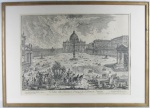 VEDUTA DELLA BASILICA E PIAZZA DI PIETRO - VATICANO POR PIRANESI - GRAVURA - 38X54cm.