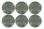 Seis sousplats em metal silver plate, com marca da manufatura Eberle. Diam. 30 cm.