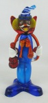 Escultura em murano policromado, representando "Palhaço". Um pé com bicados. Alt. 23,5cm.