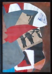 Zaven Paré (1961). AS TRÊS GRAÇAS. Paris, 1991. Pintura e colagem sobre papel. 62 x 43 cm (emoldurado, com proteção de vidro). Carimbo do artista no verso.