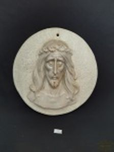 Arte Cemeterial Placa Votiva em Marmore Peça Italiana Século XX . Medida 27 cm diametro x 1,5 cm espessura