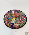 Grande Prato  medalhao   Ceramica  artesanal Vitrificada    Decorada com Aves Origem Mexico.  Decorada com Aves. Medida:  41 cm diametro