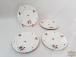 4 pratos para sobremesa em porcelana Tcheca, decoração floral . Medida: 19,5 cm diametro