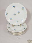 Jogo de 6  Pratos Rasos Porcelana Floral tonalidade azul Renner. Medida 25 cm diametro