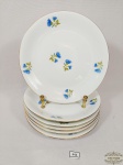 Jogo de 6 Pratos Sobremesa Porcelana Floral Renner. Medida 19 cm diametro . 1 com mini bicado