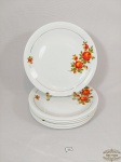 Jogo 6 pratos  rasos porcelana renner  floral   tonalidade  floral ,decada de 70. Medida 25 cm de diametro