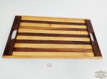 Bandeja retangular com alça  em madeira a gosto de  machetaria. Medida 47cm x 26 cm