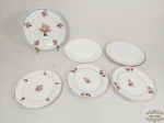 Lote de 6 pratos de sobremesa variados em porcelana. Medida 19 cm e 16 cm de diametro