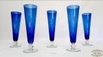 Jogo 5 Taças Fluts Tulipas Cristal Azul MEDIDA 23CM X 9 CM