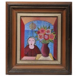 ADELSON DO PRADO - "Figura e Flores" Óleo Sobre tela, medindo: 46 x 38cm, Assinado no CSE e datado de 1986.