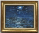 TEÓFILO CUNHA - "Mar ao Luar" - óleo sobre tela, assinado do CID - datado de 1996 e medindo: 50 x 40cm (Obra) e 67 x 57cm (Total)