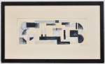ALBERTO TEIXEIRA (Estoril 1925 - 2011) Composição - Guache sobre papel assinado no CID datado de 1957 , med: 40 x 16cm (Obra) e 59 x 35cm (Total)