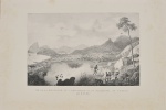 RUGENDAS  - Gravura sob o título "Vue de la montagne de Corecovado et du Faubourgh de Cadete", em reprodução. Meds: 52,0 cm x 37,0 cm