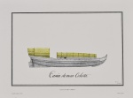 ALEXANDRE RODRIGUES FERREIRA (1756 - 1815) - Rara prancha do famoso naturalista, em sua viagem a Amazônia que durou de 1783 a 1792, retratando em desenhos a Arquitetura, os implementos e a fauna de época. Sendo esta da Canoa de Meia Coberta. Em reprodução. Med: 37 x 27cm