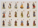 Cartões postais com todos os trajes típicos regionais da Itália com 18 unidades. A Cores. Anos 1950