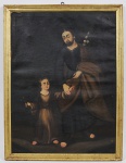 ESCOLA EUROPÉIA  - São José e o Menino Jesus - óleo sobre tela. Med: 60 x 80cm