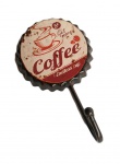 Cabideiro retrô de ferro no formato de chapinha com inscrição " Coffe".