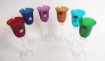 BOHEMIA - Lote com 6 (seis) taças de cristal de titânio colorido para aperitivo da famosa marca BOHEMIA. Peças na caixa original.