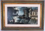 ESCOLA EUROPEIA (NAPOLITANA) - 'PAISAGEM COM CASTELO', Séc.XVIII / XIX, óleo sobre tela, sem assinatura. Med. 64 x 90/38 x 66 cm.
